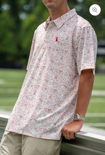 Local Boy Dirty Myrtle Polo - Collegiate Game Day - Crimson/Grey