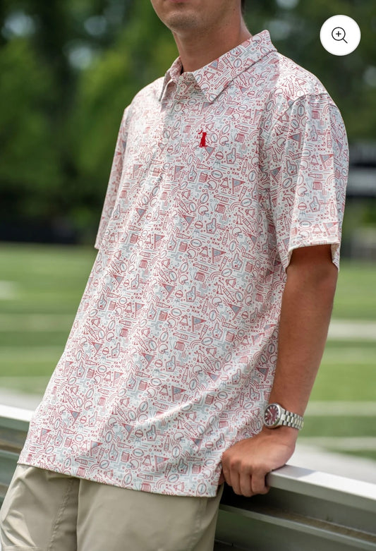 Local Boy Dirty Myrtle Polo - Collegiate Game Day - Crimson/Grey
