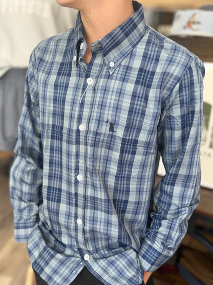 Youth Hoffman Dress Shirt - Navy/Slate/Light Blue