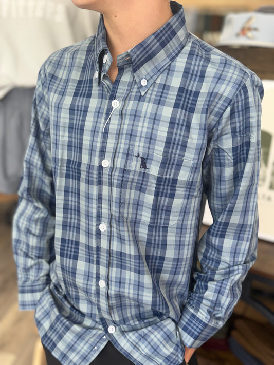 Youth Hoffman Dress Shirt - Navy/Slate/Light Blue