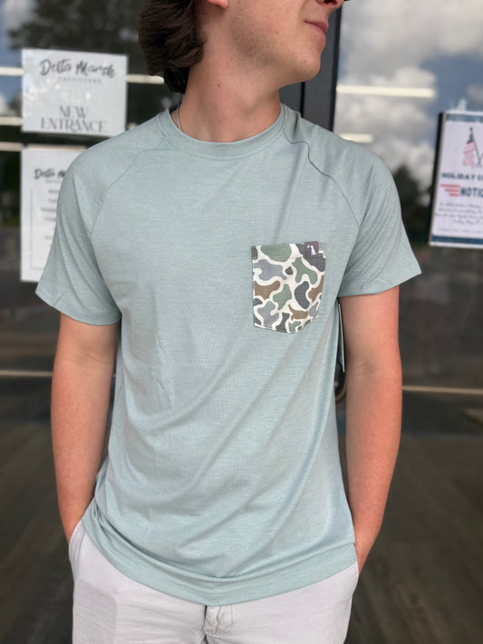 Local Boy Outfitters Youth SS Heather Blend Crews - Misty/Localflage Bluff
