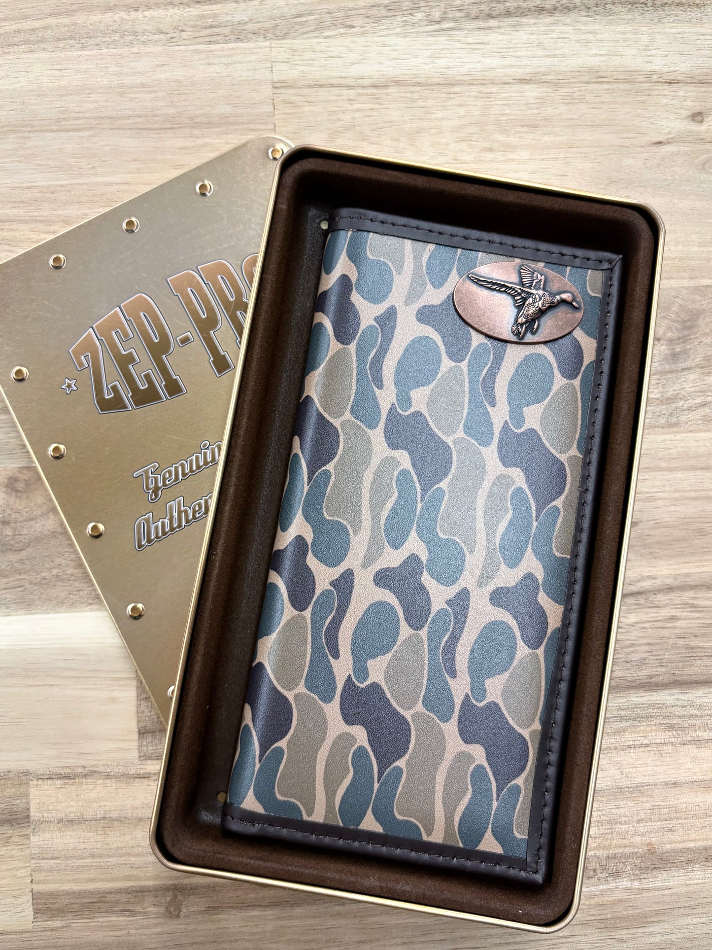 Mallard Men's Secretary Old School Camo Leather Wallet.: Brown/Tan Camo