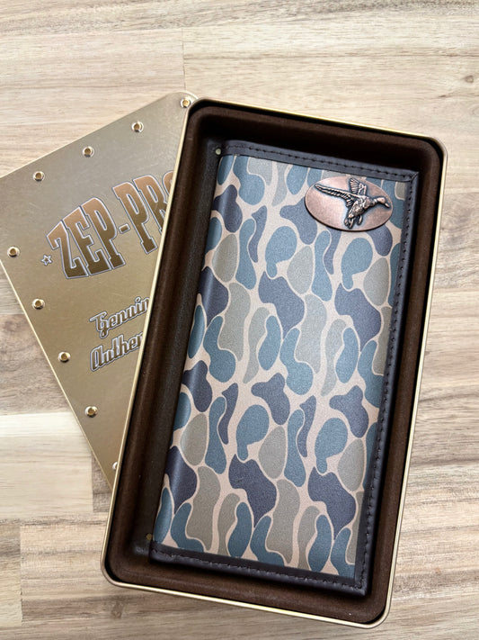 Mallard Men's Secretary Old School Camo Leather Wallet.: Brown/Tan Camo