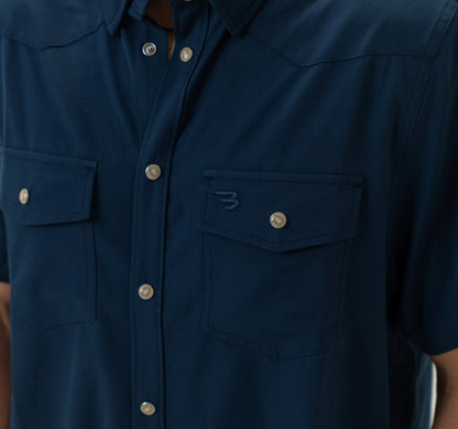 BURLEBO Performance Western Shirt - Navy