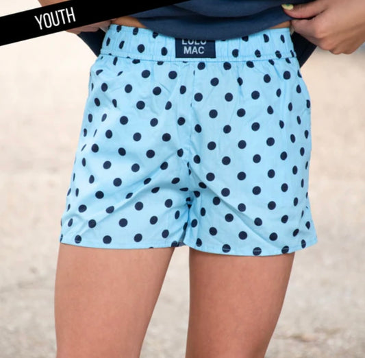 Lulu Mac Youth Light Blue/Navy SM Polka Dot SHORTS