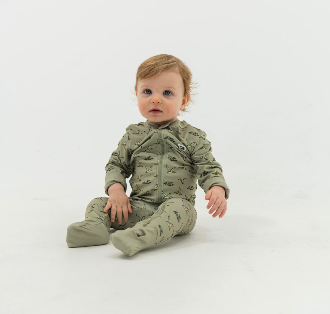 Burlebo - Baby Zip Up - Flying Ducks Green
