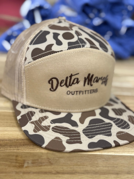Delta Marsh Logo - Lost Hat Co - 7 Panel Brown OSC