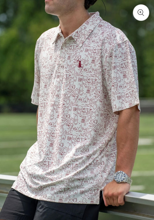 Local Boy Dirty Myrtle Polo - Collegiate Game Day - Maroon/Light Gray