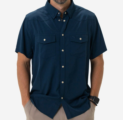 BURLEBO Performance Western Shirt - Navy