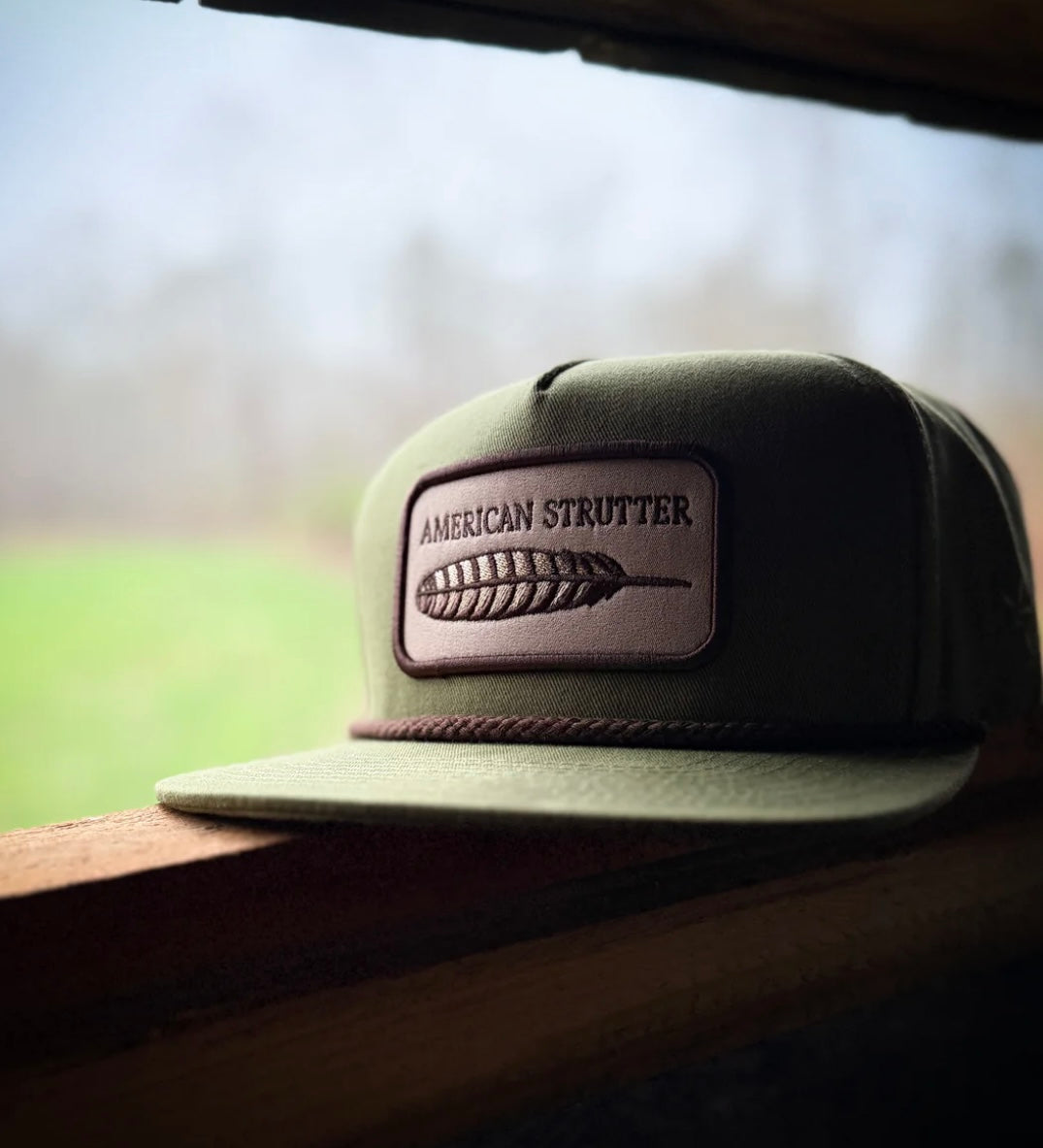 American Strutter Feather Patch Rope Hat - Olive