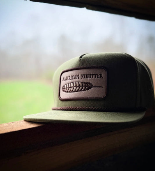 American Strutter Feather Patch Rope Hat - Olive