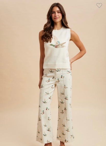 Mallard Duck Printed Sweater Top