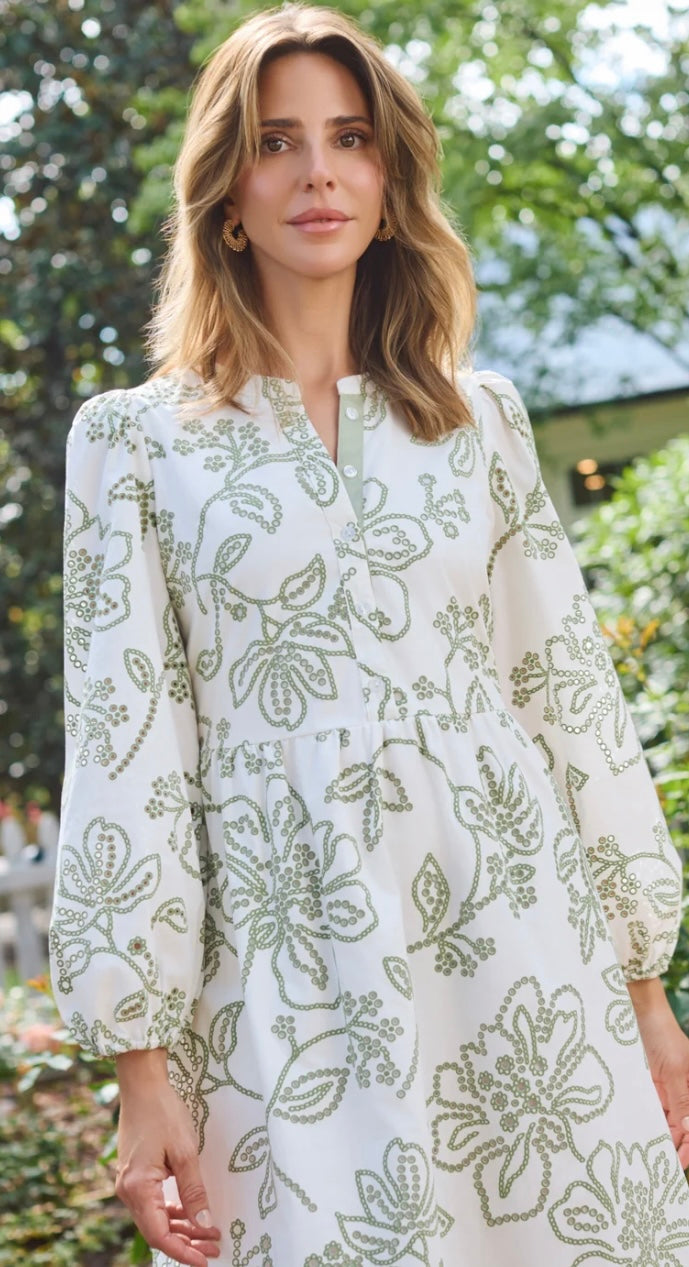 Mary Square Dress Riley Lacecap White