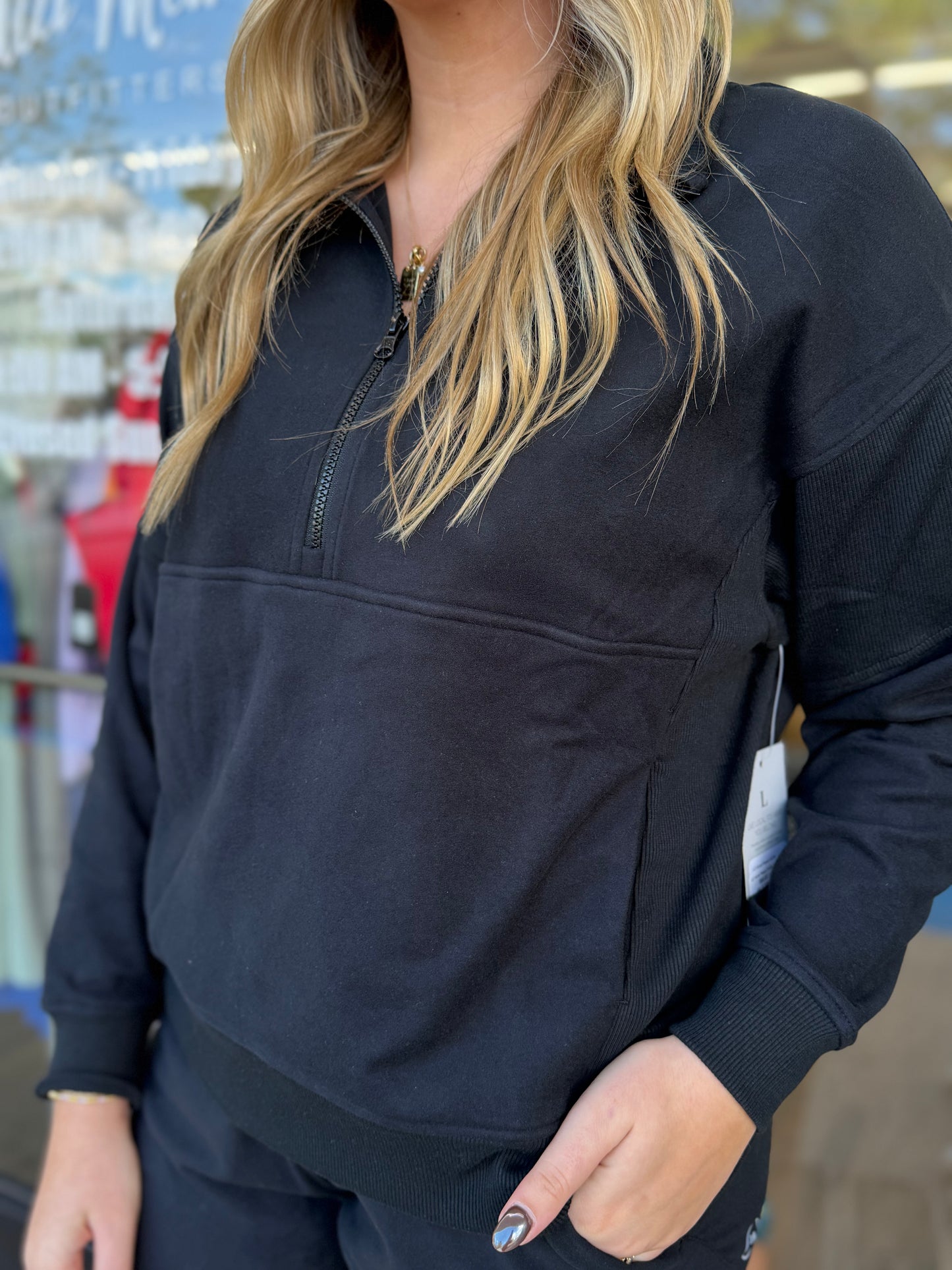 LG Velvet Fleece 1/4 Zip Jacket-Black