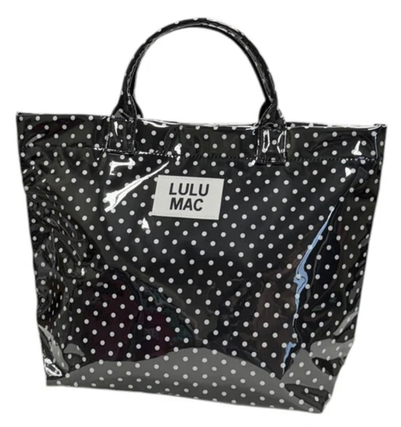 Lulu Mac Vinyl Tote Bag Black/White Dot