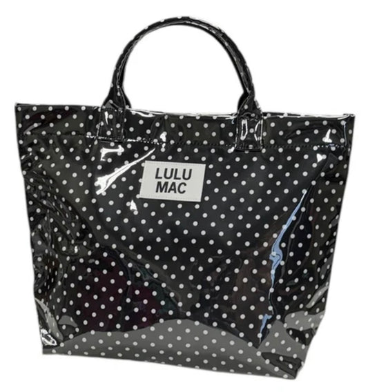Lulu Mac Vinyl Tote Bag Black/White Dot