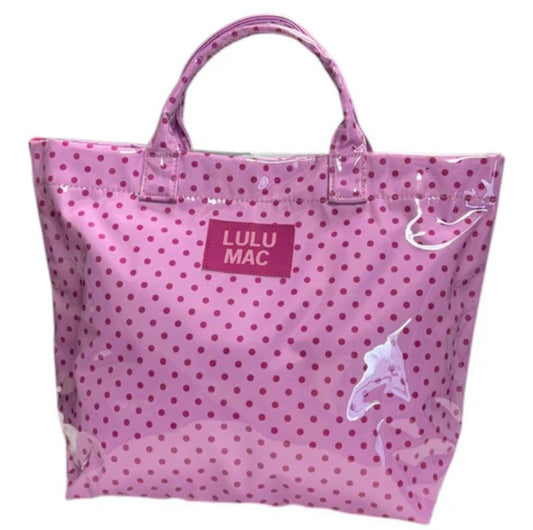 Lulu Mac Vinyl Tote Bag Light Link/Hot Pink Dot
