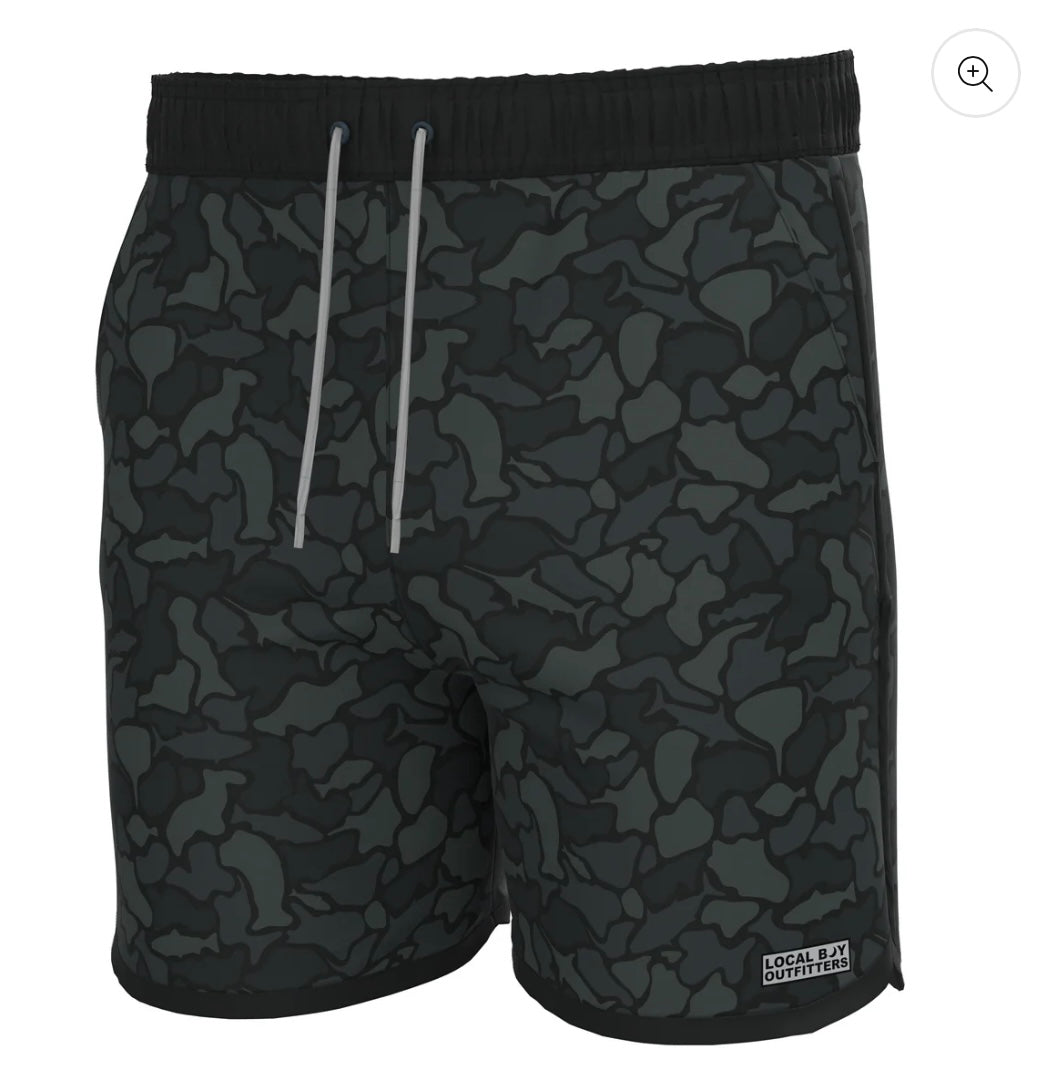 Local Boy Wando Swim Trunks - Black Saltwater Camo