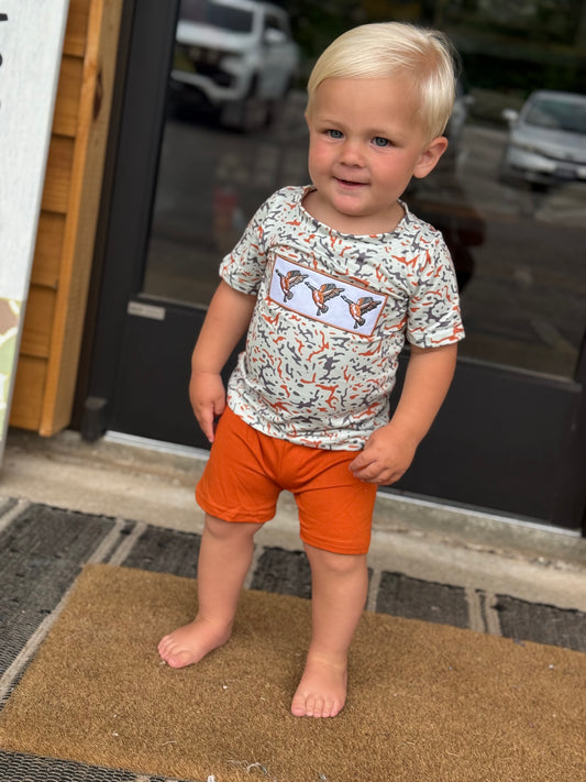 Short sleeves duck camo shirt shorts boys outfits