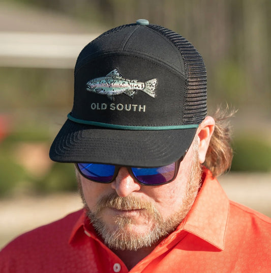 Old South Rainbow Trout - Trucker Hat - Black/Black