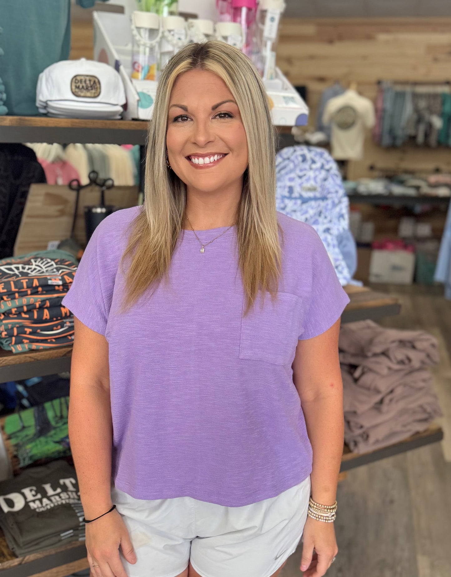 Slub Relaxed Crop Top - Lavender - CT - 3458Y
