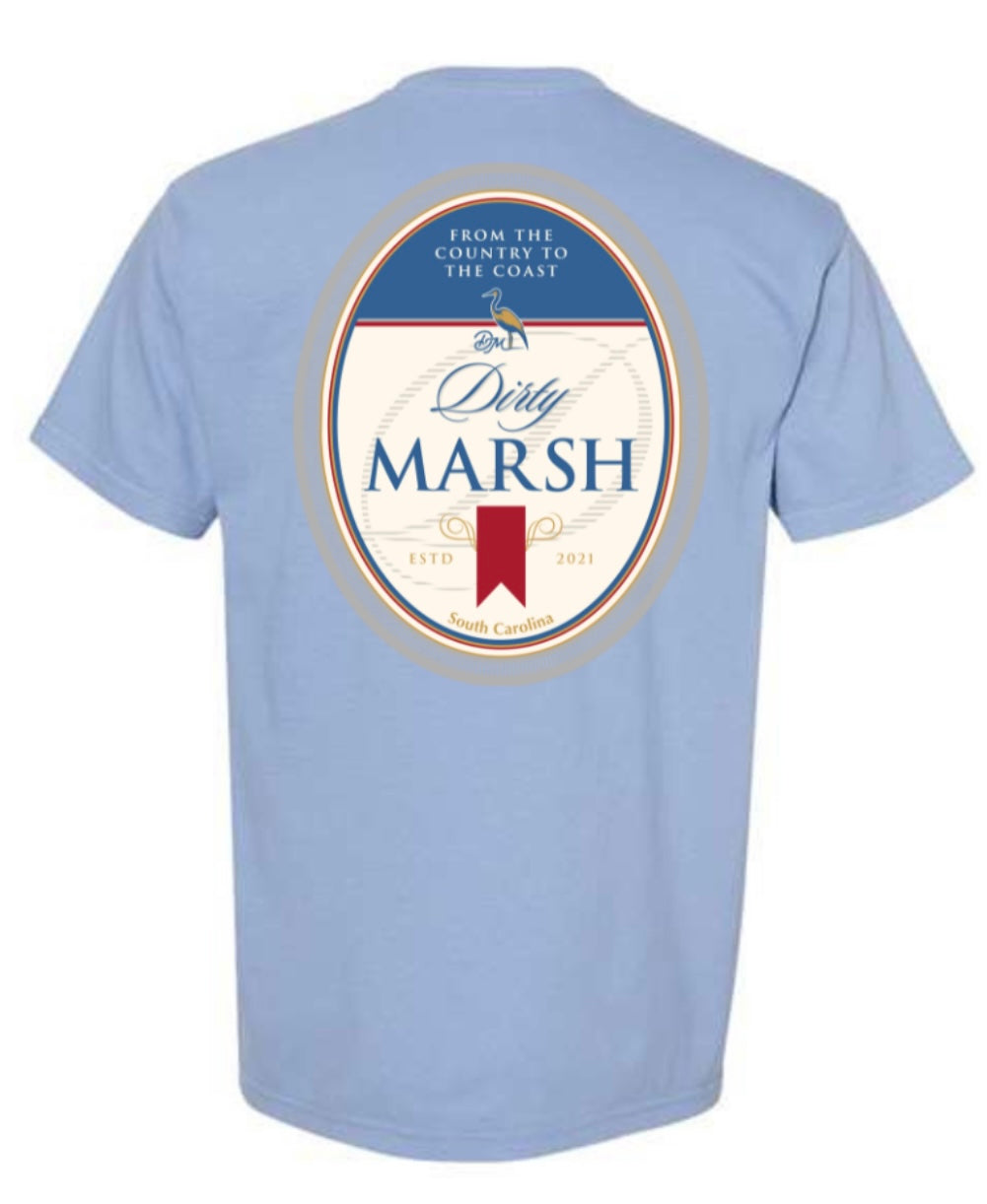 Dirty Marsh Beer Label Tee | Washed Denim