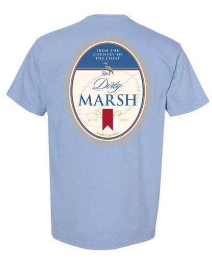 Dirty Marsh Beer Label Tee | Washed Denim