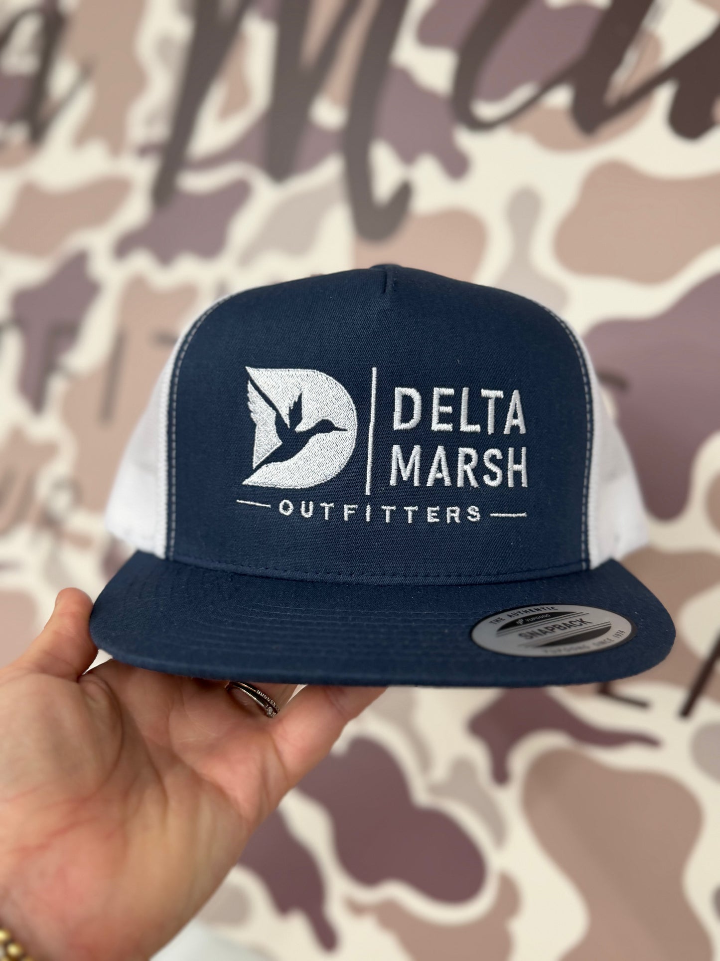 Delta Marsh Flying Duck - Yupoong SnapBack - Navy/White