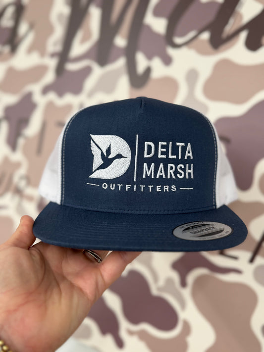 Delta Marsh Flying Duck - Yupoong SnapBack - Navy/White