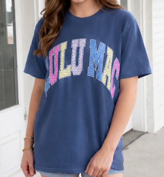 Lulu Mac Stripe ADULT Multi Polka Dot China Blue Comfort Colors