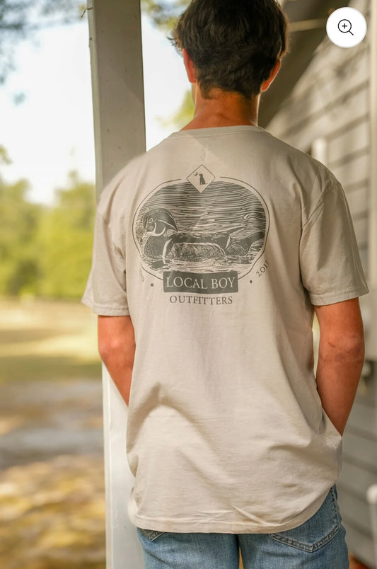 Local Boy Wood Cut SS Tee - Silver