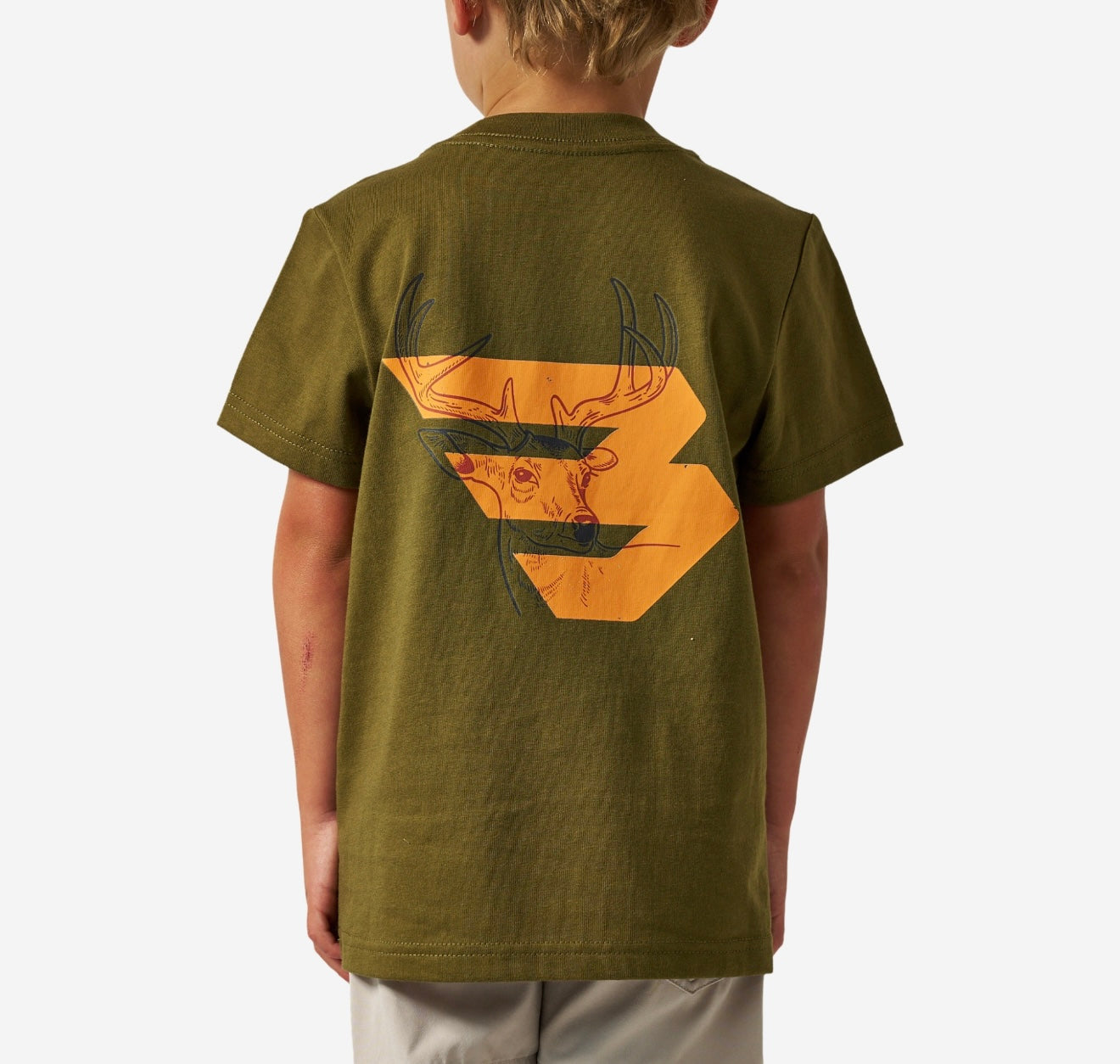 Toddler/Youth Burlebo SS Deer Flying B - Orange Logo & Hunter Green