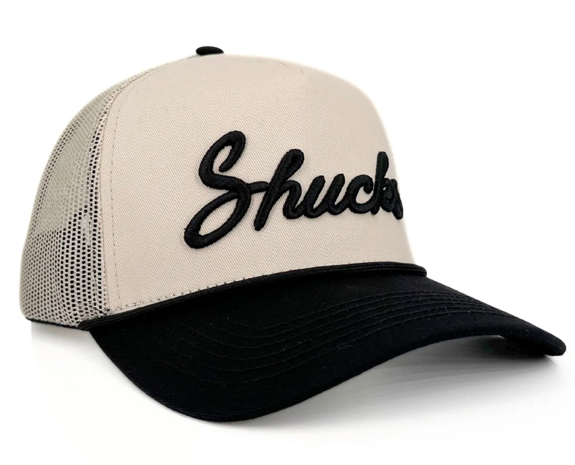 Shucks Natural & Black Mesh Trucker Hat