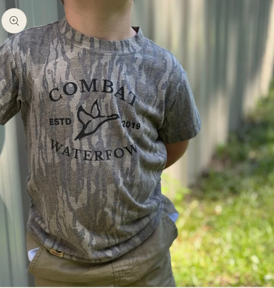 Combat Waterfowl YOUTH & TODDLER MOSSY OAK BOTTOMLAND WASHED OUT VINTAGE LOGO TEE