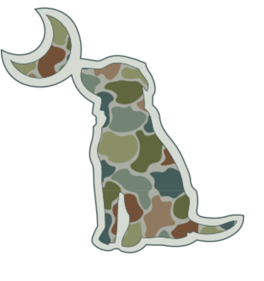 Local Boy Outfitters- River Camo Dog and Moon Car Freshener-Black Ice Scent