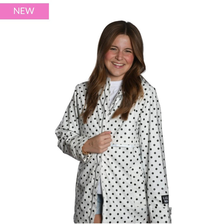 Lulu Mac Raincoat Polka Dot White/Black