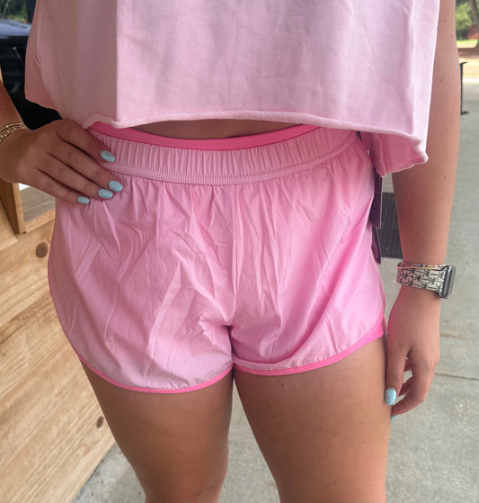 Double Layer Nylon Shorts: Pink-O