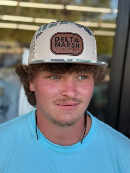 Delta Marsh Leather Patch - Marsh Camo 7 Panel