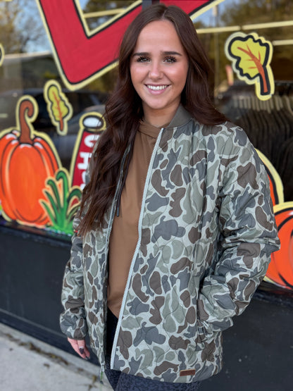 Woman's Marsh Wear Barnwell Puff Jacket - Dark Green Mallard Camo