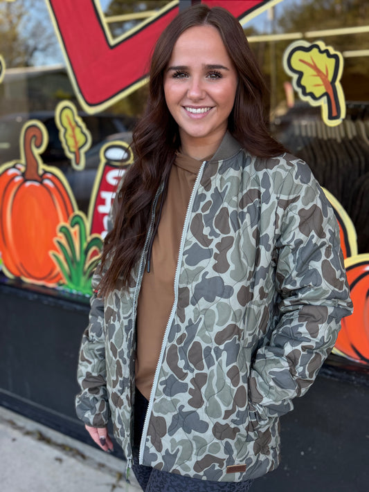 Woman's Marsh Wear Barnwell Puff Jacket - Dark Green Mallard Camo