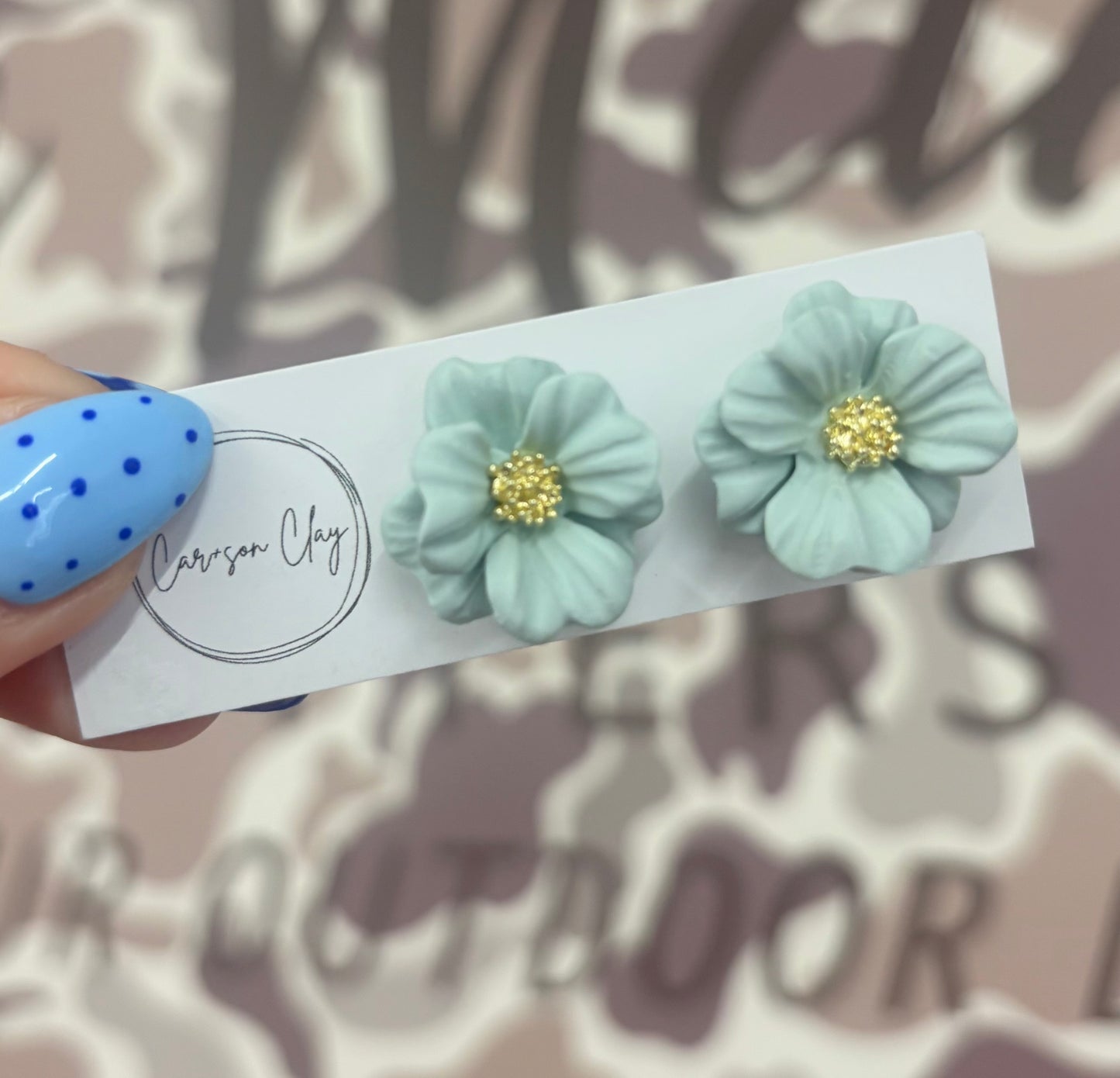 Car+son Clay Summer Flower Studs - Dusty Blue