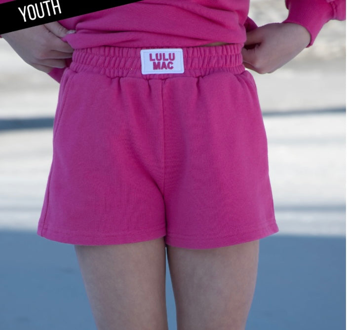 Youth Lulu Mac Terry Cloth Shorts - Hot Pink