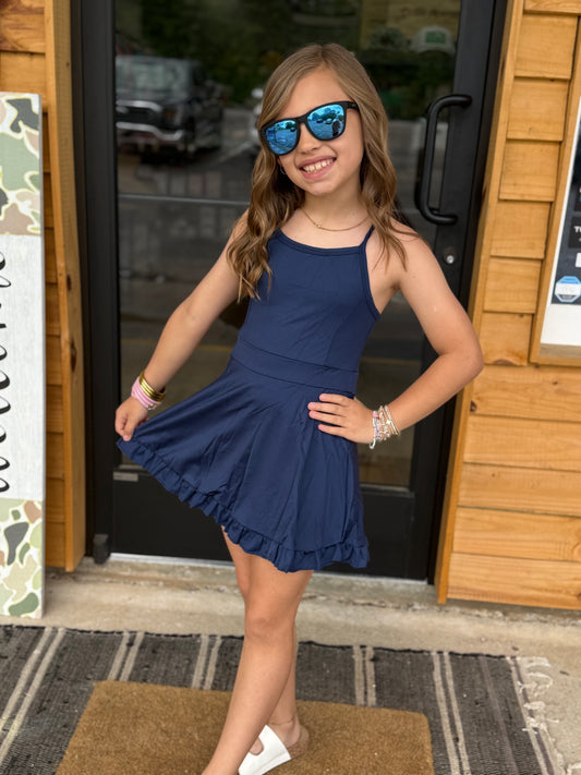 ruffle baby girls summer active wear: Navy
