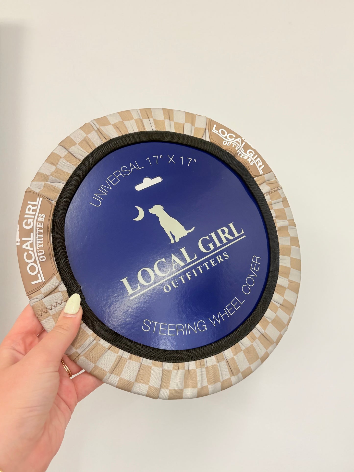 Local Girl - Steering Wheel Cover - Khaki Checkered