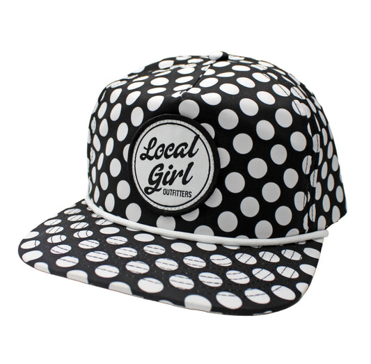 Local Girl - LG Big Patch LP Rope Hat - black&white polka dots