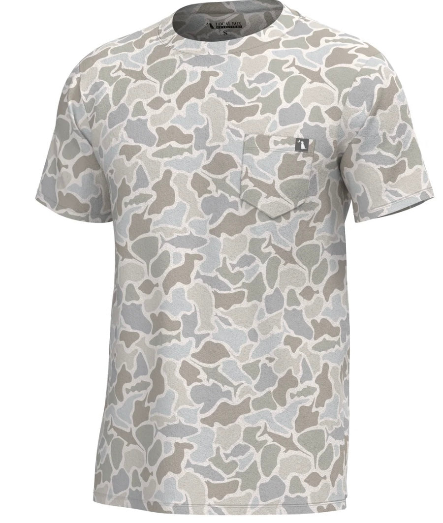 Youth Local Boy S/S Heather Blend Crew - Saltwater Camo