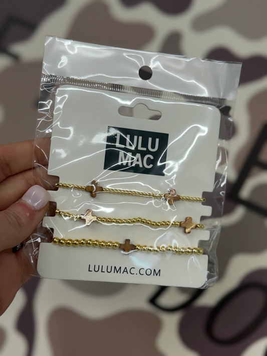Lulu Mac Cross Beaded Bracelet Brown