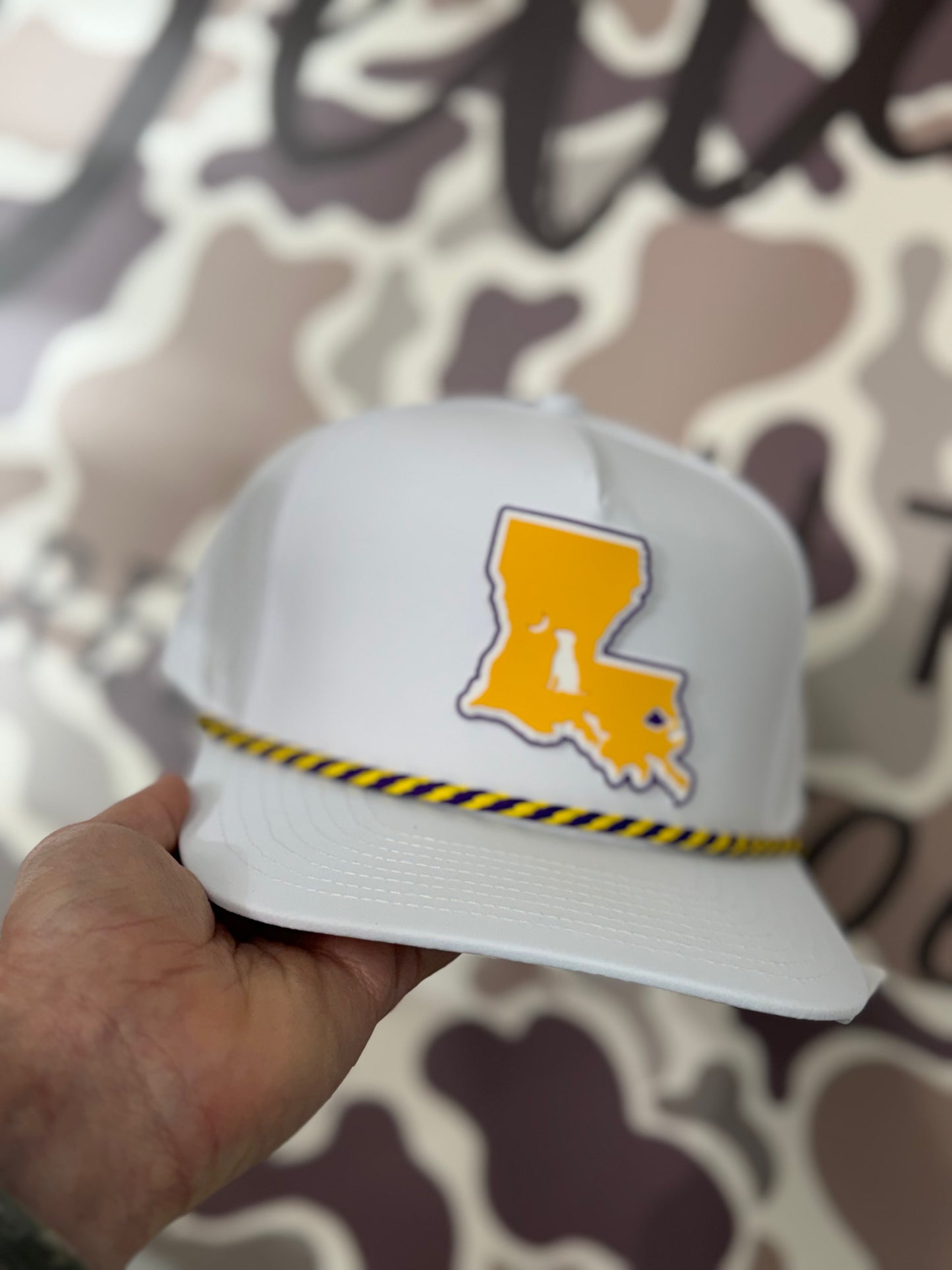 Local Boy Collegiate Perf Rope Hat -Patch/Purple/Gold