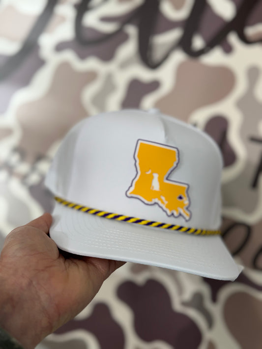 Local Boy Collegiate Perf Rope Hat -Patch/Purple/Gold