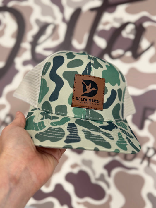 Delta Marsh Flying Duck Leather Small Patch - Lost Hat - Marsh Camo